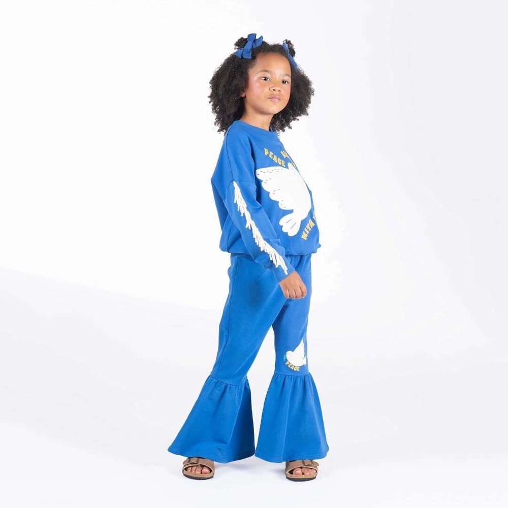 Rock‎ Your Kid Peace Dove Flared Bell Bottom Track Pant-Blue-Size 7-NWT